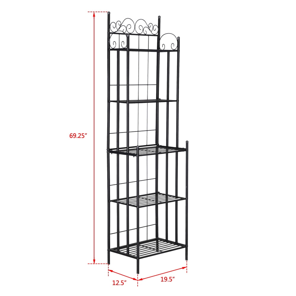 Kepooman 5 Tier Modern Metal Kitchen Dining Baker's Rack, Black Kepooman 5 Tier Modern Metal Kitchen Dining Baker's Rack, Black