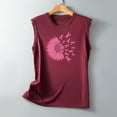 thumbnail image 4 of IROINNID Deals Breast Cancer Tank for Women Breast Cancer Awareness Casual Sleeveless Printed Ladies Round Neck Blouses Tops T-Shirt,Burgundy, 4 of 5