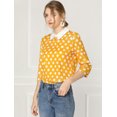 thumbnail image 2 of Disfraz de Halloween Allegra K mujer Polka Dots Contraste Peter Pan Collar Top 3/4 Mangas Amarillo XL, 2 of 6