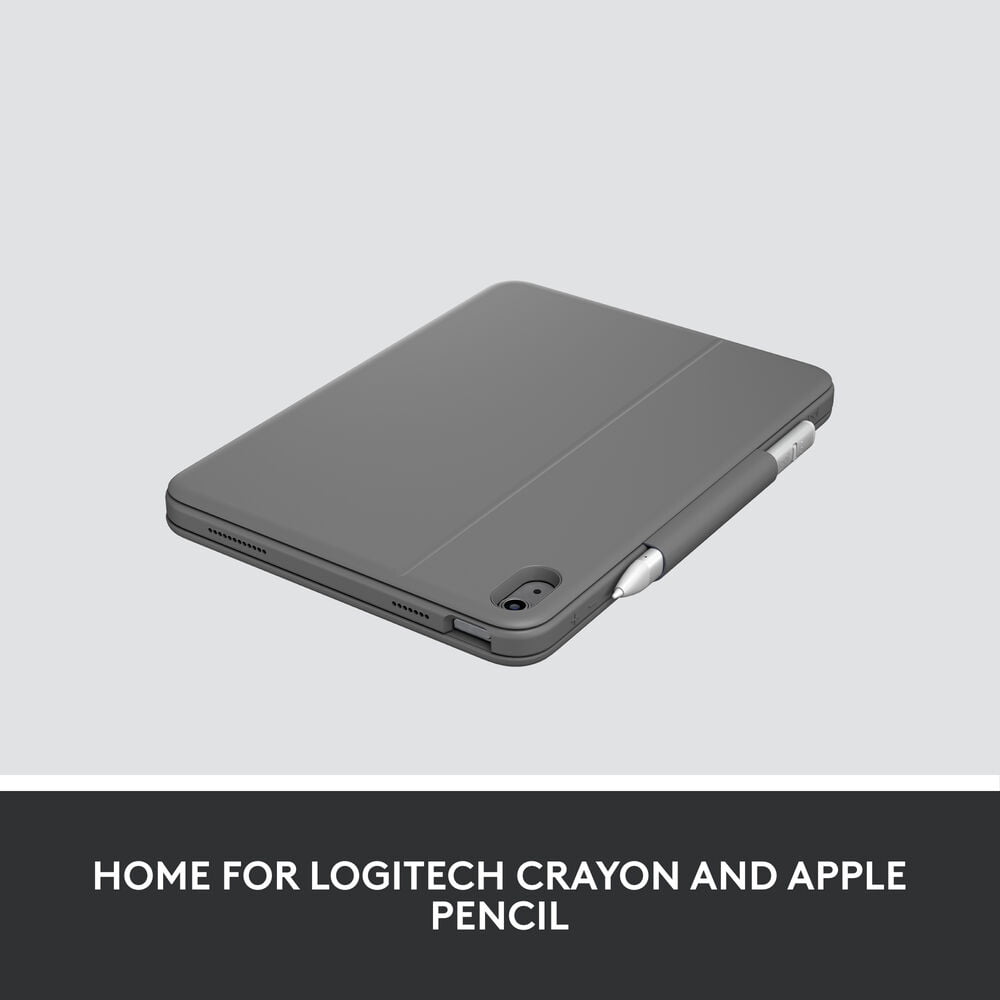 Restored Logitech Rugged Folio Keyboard Case for Apple iPad (10th Gen) - Oxford Gray (Refurbished)