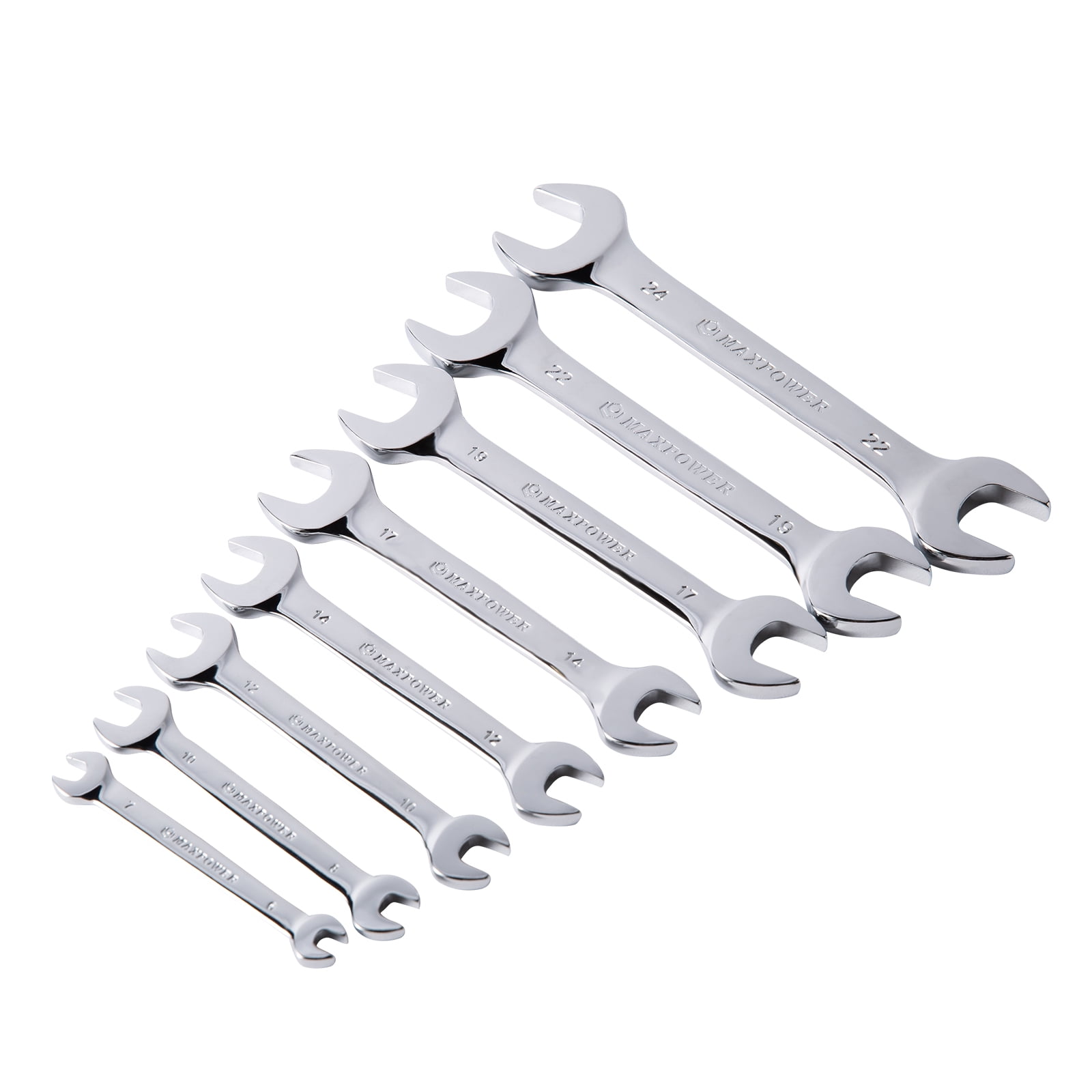 SAE Trepot 9 Piece 12 Point durable Combination Wrench Set,Open End and Box End Wrench Set with Rolling Pouch. Size range :1/4 to 3/4 Chrome plated 