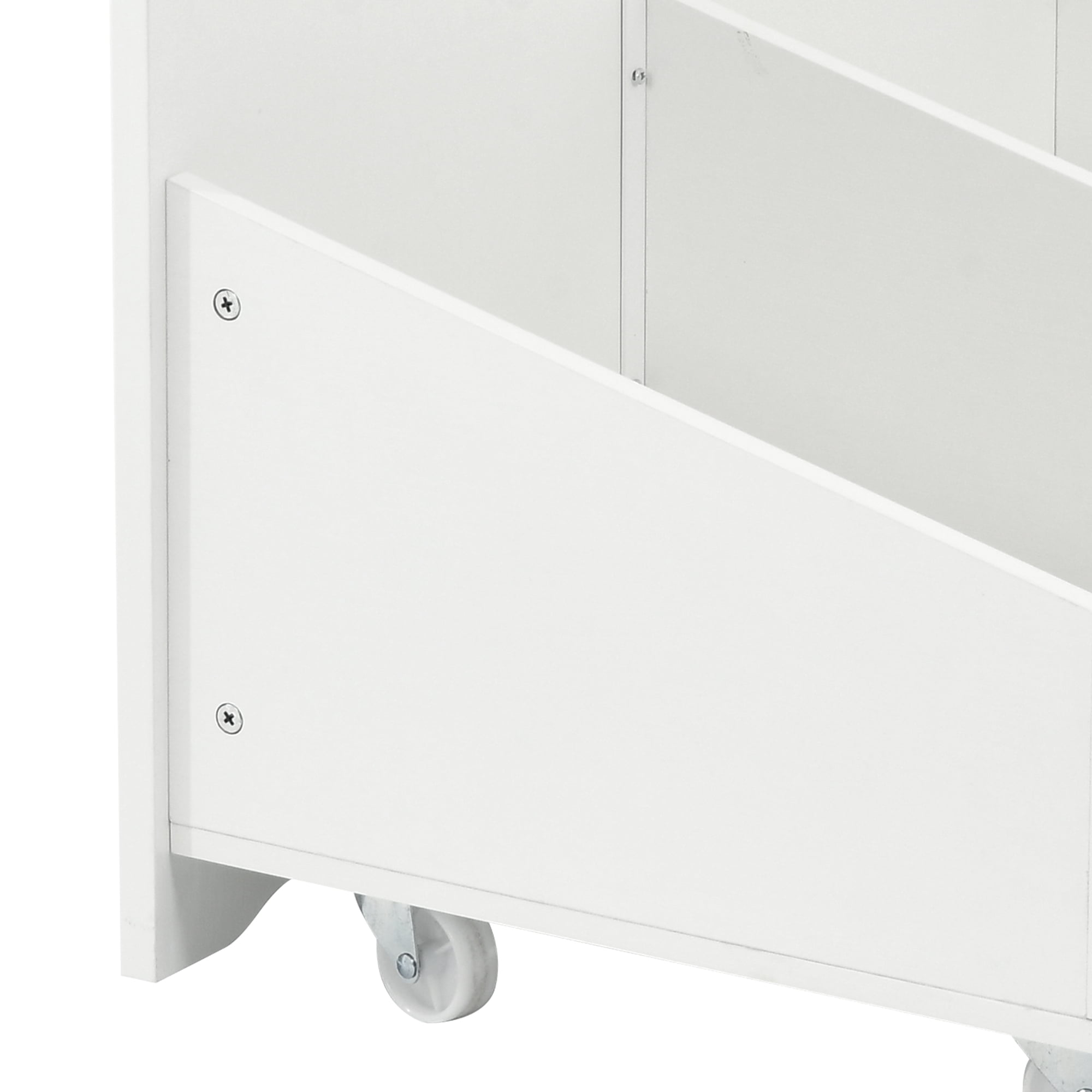 Uforic Kitchen Island with Drop Leaf & Wheels, Island Table with Trash Storage Cabinet, White