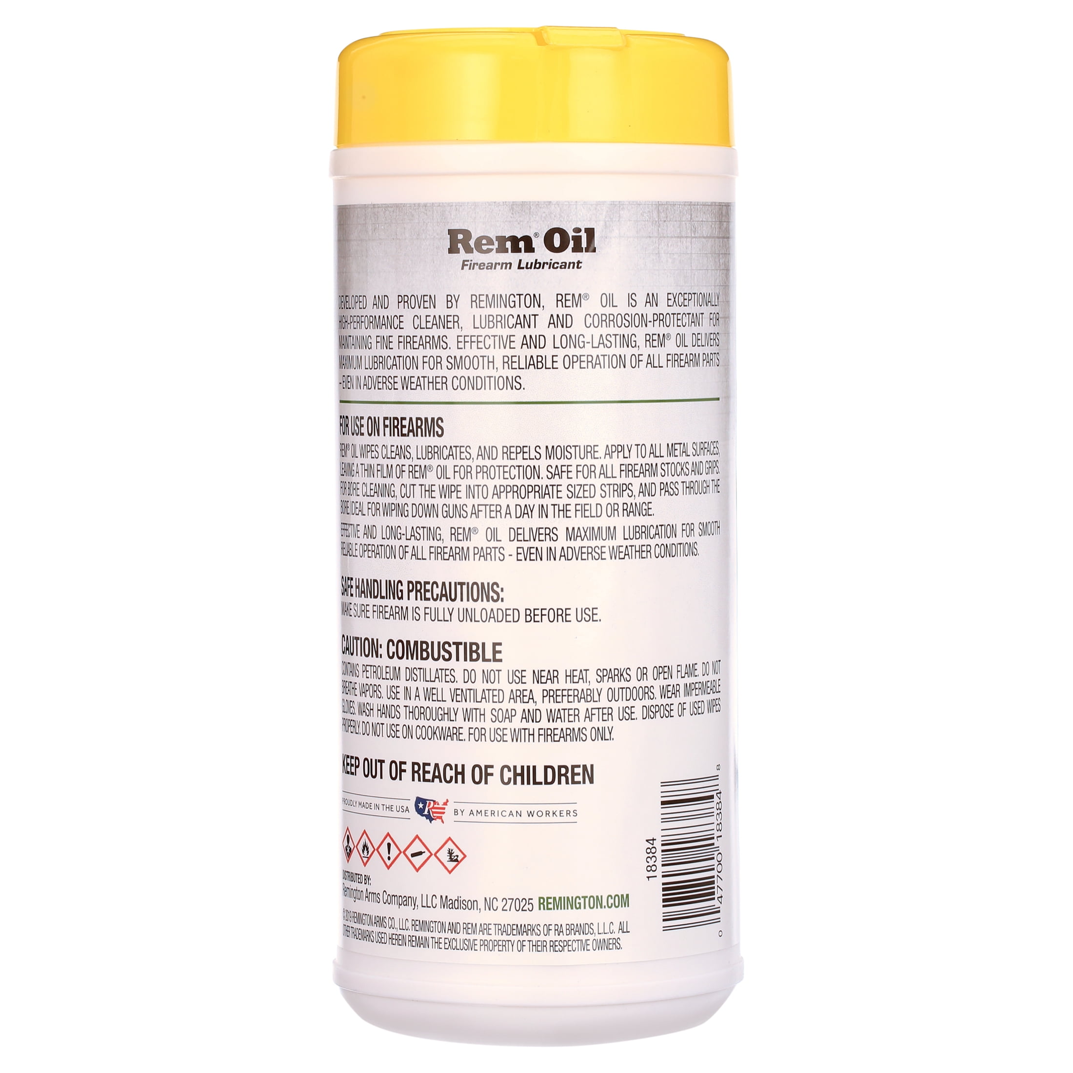 Remington Arms Accessories Rem Oil Pop-Up Gun Cleaning Wipes 7"x8"