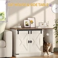 thumbnail image 4 of 31.5" Cat Litter Box Enclosure, Hidden Cabinet Furniture with Bell for Indoor Cat, Farmhouse Style, Rustic Brown and White, 4 of 8