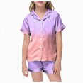 thumbnail image 1 of Gubotare Girls Pajamas Short Set Girls Ruffle Short Sleeve Button Front Top with Ruffle Short, 2-Piece Pajama Set 4T 5T (C,4-5 Years), 1 of 5