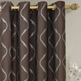 thumbnail image 2 of Pair Laguna Jacquard Grommet Top Window Curtain Panels Swirl Patterned ( Set of 2) - 104x108 - Chocolate, 2 of 3