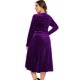 thumbnail image 3 of Vestido de talla grande para mujer Cuello cruzado de terciopelo Cuello en V Cintura alta Drapeado Ma Abanopi Morado/XXXXL, 3 of 5