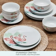 Studio Nova Flamingo Haven 12 Piece Porcelain Dinnerware Set White