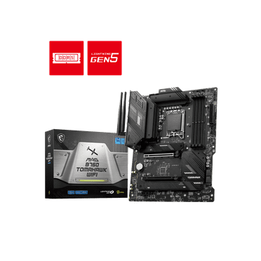 MSI MAG B760 TOMAHAWK WIFI LGA 1700 (Intel12th&13th Gen) SATA 6Gb/s ATX Motherboard (PCIe 5.0, DDR5,3xM.2 Slots,,WiFi 6,Intel 2.5Gb LAN)