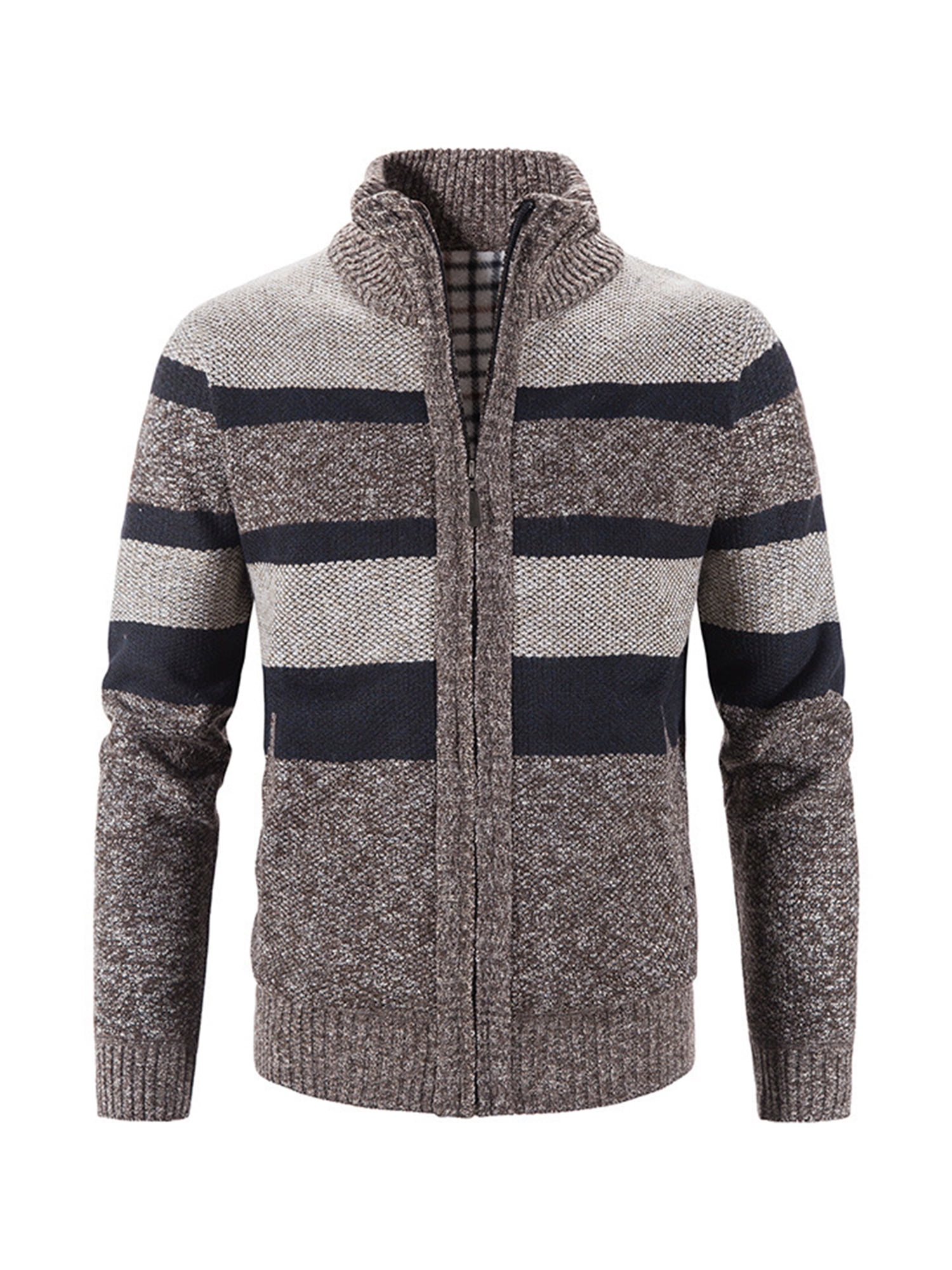 Mens Knitted Cardigan Thick Sweater 