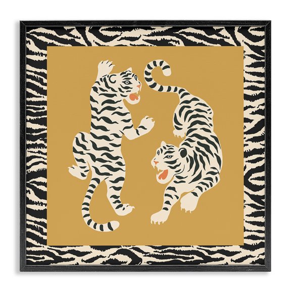 Stupell Industries Bohemian Boho Twin Tiger Stripes Black Framed Giclee Art, 12 x 12, by Karolina Sato