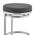 thumbnail image 3 of Benjara Vander 26" Gray Faux Leather and Brushed Stainless Steel Swivel Bar Stool, 3 of 5