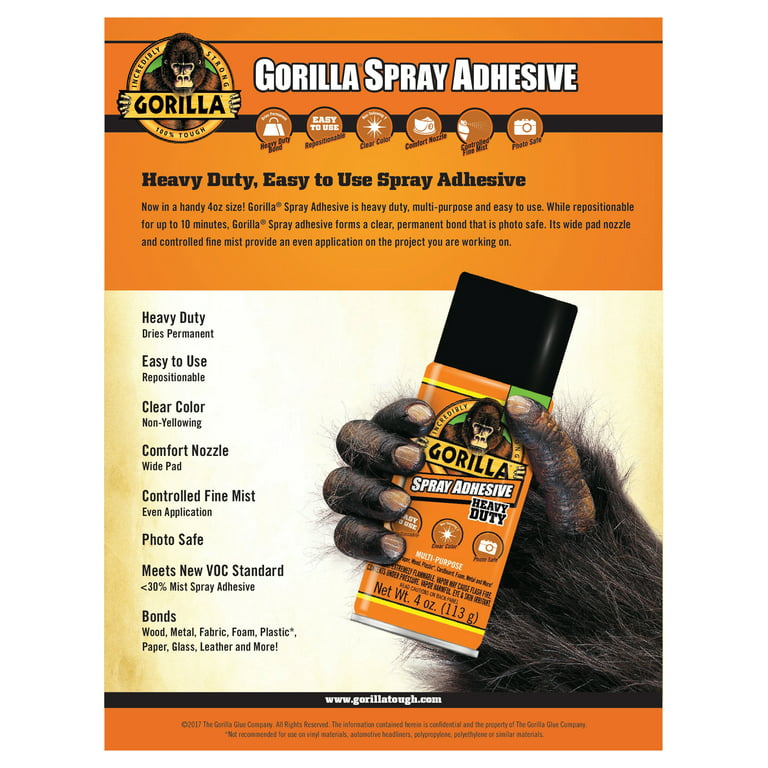 Gorilla Multipurpose Heavy Duty Spray Adhesive-4oz
