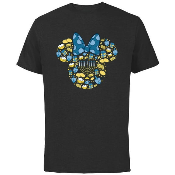 Disney Minnie Mouse Icon Hanukkah Chanukah Dreidel Menorah - Short Sleeve Cotton T-Shirt for Adults - Customized-Black