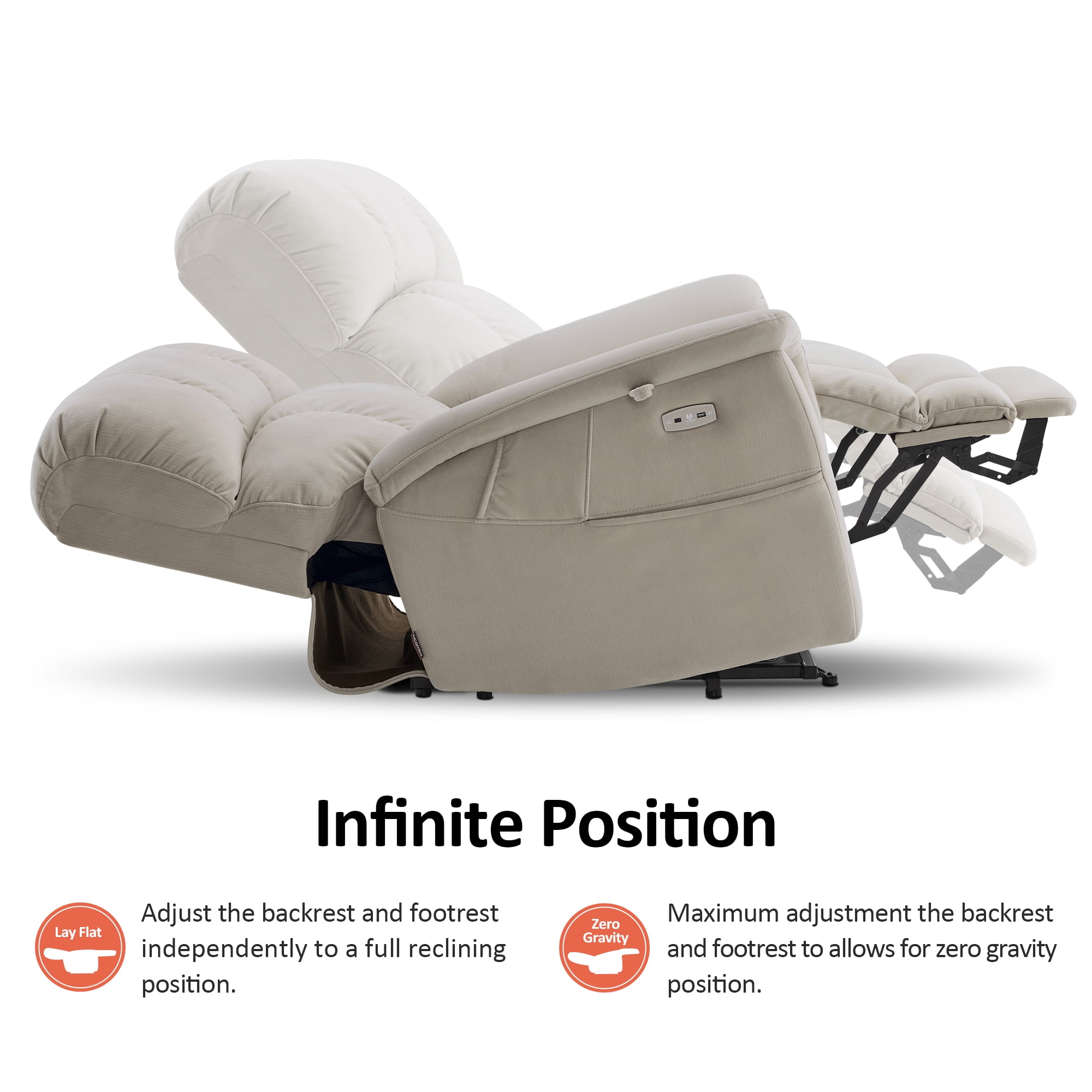 MCombo Oversized 24.8" Seat Width Large Dual Motor Power Recliner Lift Chair for Tall Elderly, Infinite Position, Beige Fabric