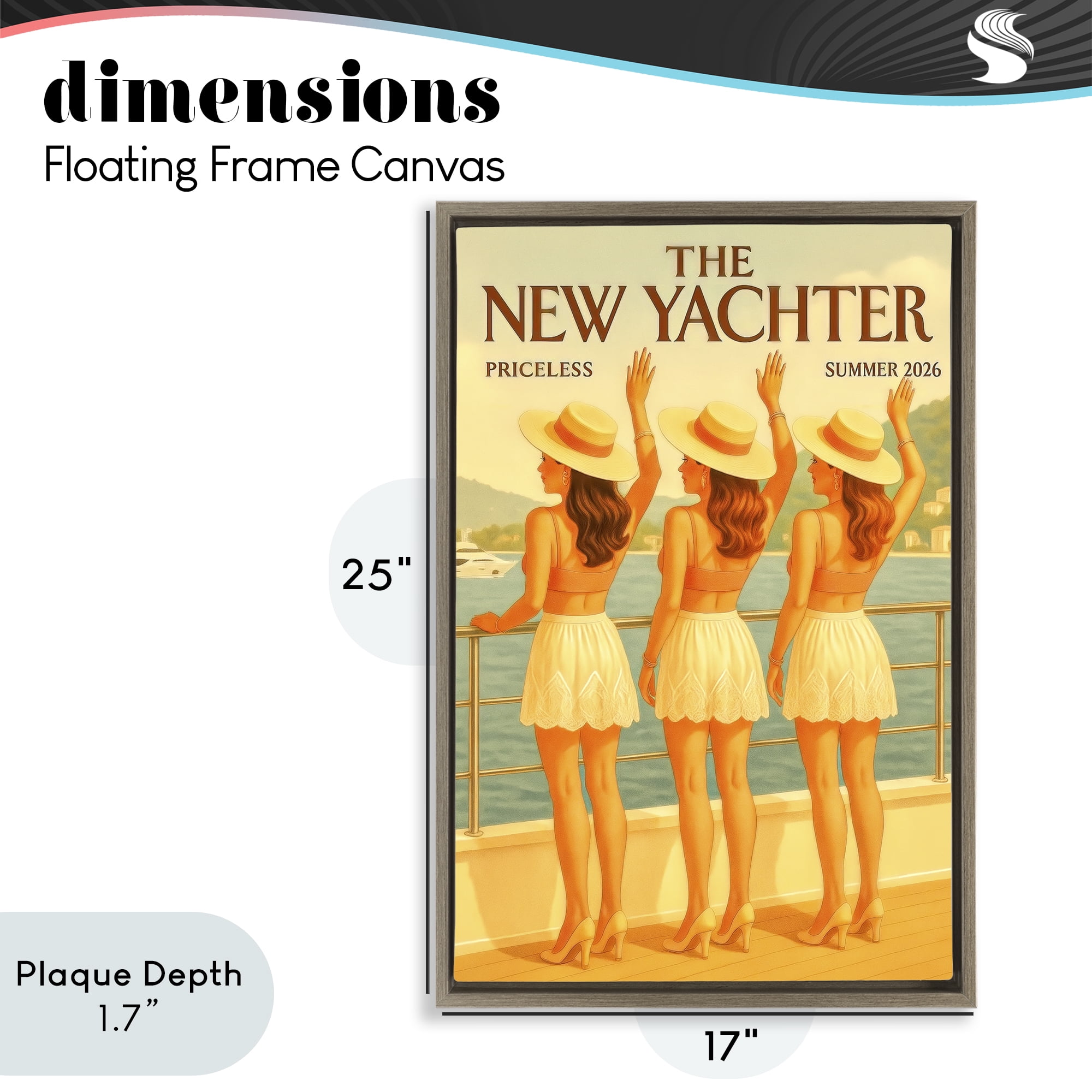 Stupell Industries Magazine Parody Fashion Trio Brown Framed Floater Canvas Wall Art, design by Grotto Studios