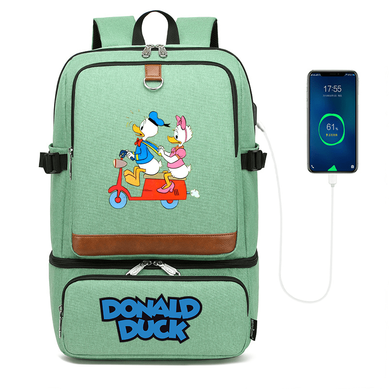 Disney Donald Duck Laptop Backpack Compartment USB Waterproof Backpacks Cooler Bags Outdoor Hiking Thermal Insulated lunch Bag