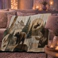thumbnail image 6 of Rustic Wilderness Bear Moose Collage, Peaceful Mountain Lake Scene, Warm Flannel Blanket for Cabin and Lodge with Detailed Artwork, Outdoor Lovers Camping Gift, Rustic Home Decor, 6 of 9