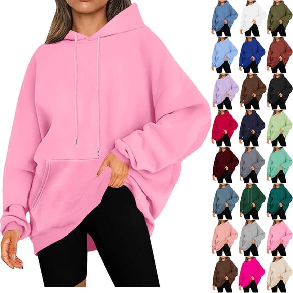 Chiccall Oversized Hoodies for Women Plus Size Drawstring Hooded Sweatshirt Loose Fit Casual Pocket Pullover Tops