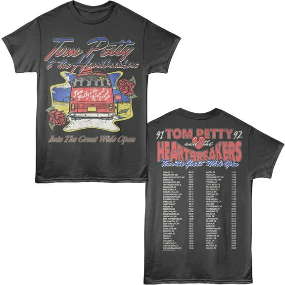 Tom Petty Into the Great Wide Open Tour 92 Men's T Shirt (Charcoal, AdultL)