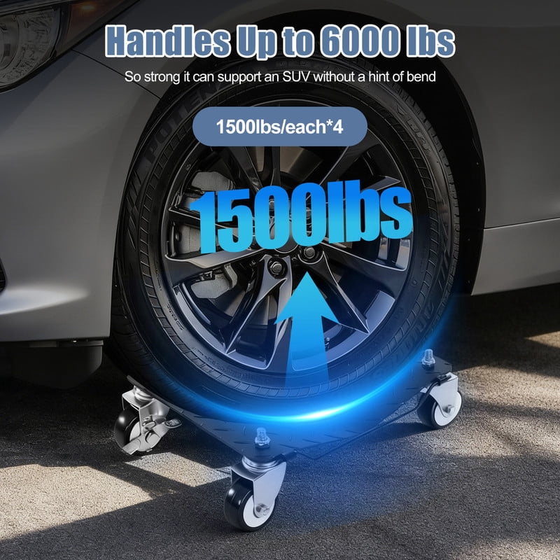Gianna Car Dolly Set of 4, 6000 lbs Moving Dolly Wheel Dolly Car Tire Stake Set Heavy-Duty Car Tire Cart with Brakes for Vehicle, Cars, Trucks, Trailers, Motorcycles, and Boats