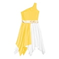 thumbnail image 5 of Zaldita Kids Girls Sleeveless Ballet Praise Lyrical Dance Dress Metallic Color Block Liturgical Worship Costume Dancewear Yellow 16, 5 of 7