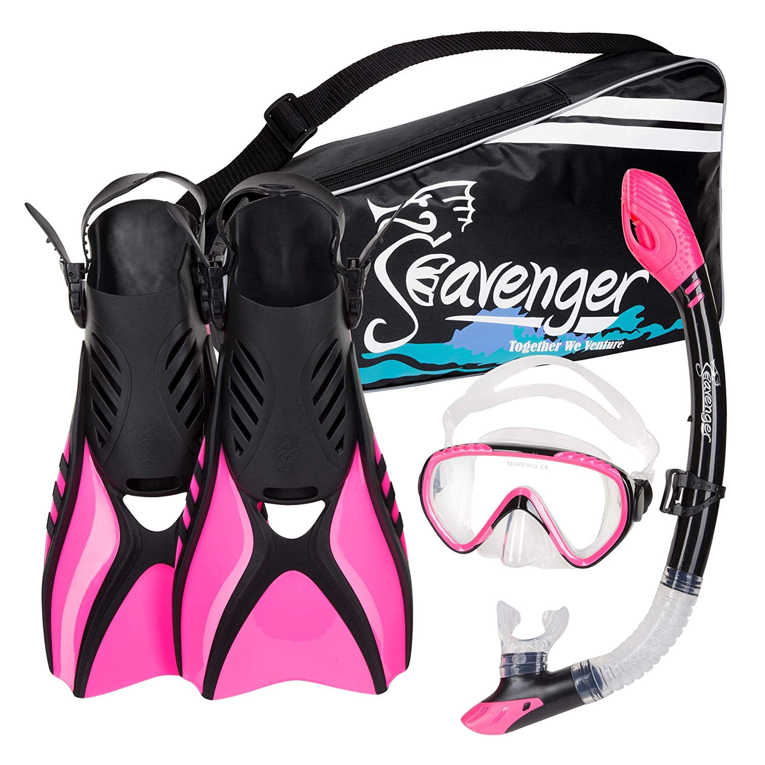 Seavenger Advanced Snorkeling Set with Panoramic Mask, Trek Fins, Dry