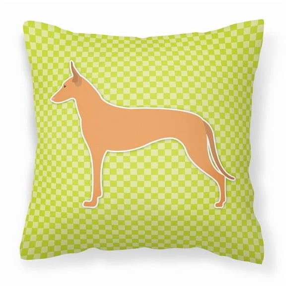 Carolines Treasures BB3788PW1414 Pharaoh Hound Checkerboard Green Fabric Decorative Pillow