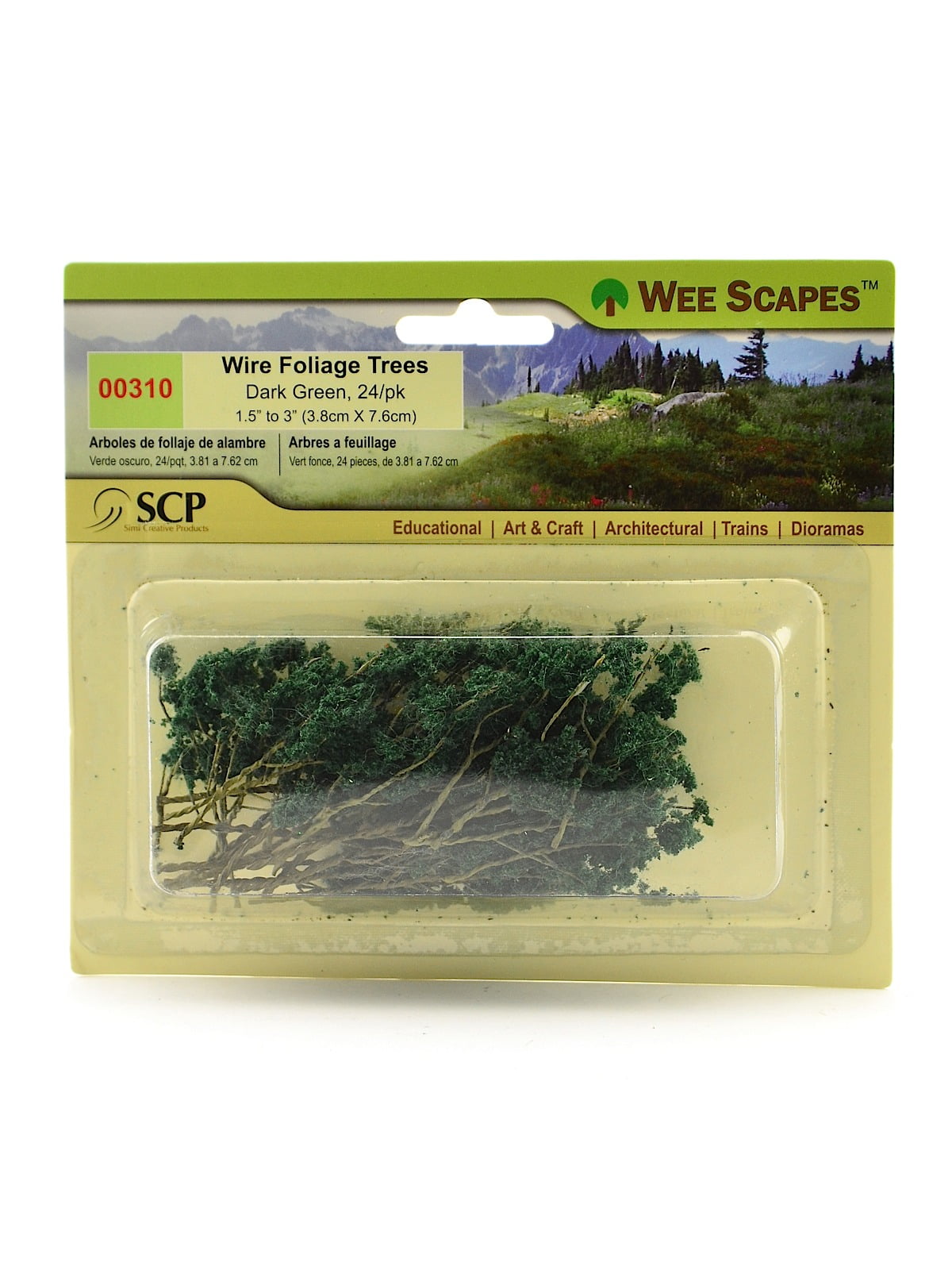 Dk Green Wire Foliage Trees 24//Pk