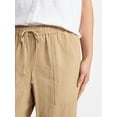 thumbnail image 3 of Time and Tru Women's Tapered Linen Blend Pants, Sizes XS-XXXL, 3 of 6