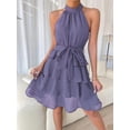 thumbnail image 4 of EASYBRAUS Women Halter Lace Tiered Summer Dress Sleeveless Elegant Party Dress, 4 of 5