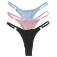 thumbnail image 3 of Tanga Sexy de algodón para mujer, bragas de cintura baja, ropa interior lisa a rayas, lencería íntima cómoda, 3 piezas, 3 of 5