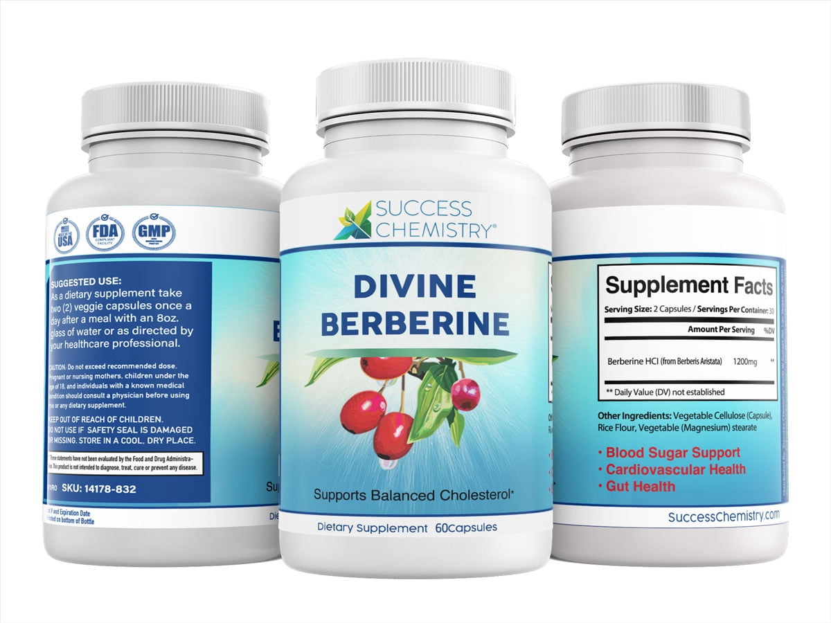 Success Chemistry Berberine Supplement For Weight Loss And Blood Sugar Management for General Health & Wellness with Berberine HCl - 60 Capsules