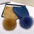 thumbnail image 4 of brillar Nuevos gorros tejidos de piel de conejo auténtico de invierno para mujer, gorros gruesos cálidos y cálidos de piel de zorro Real a la moda para mujer, 4 of 5