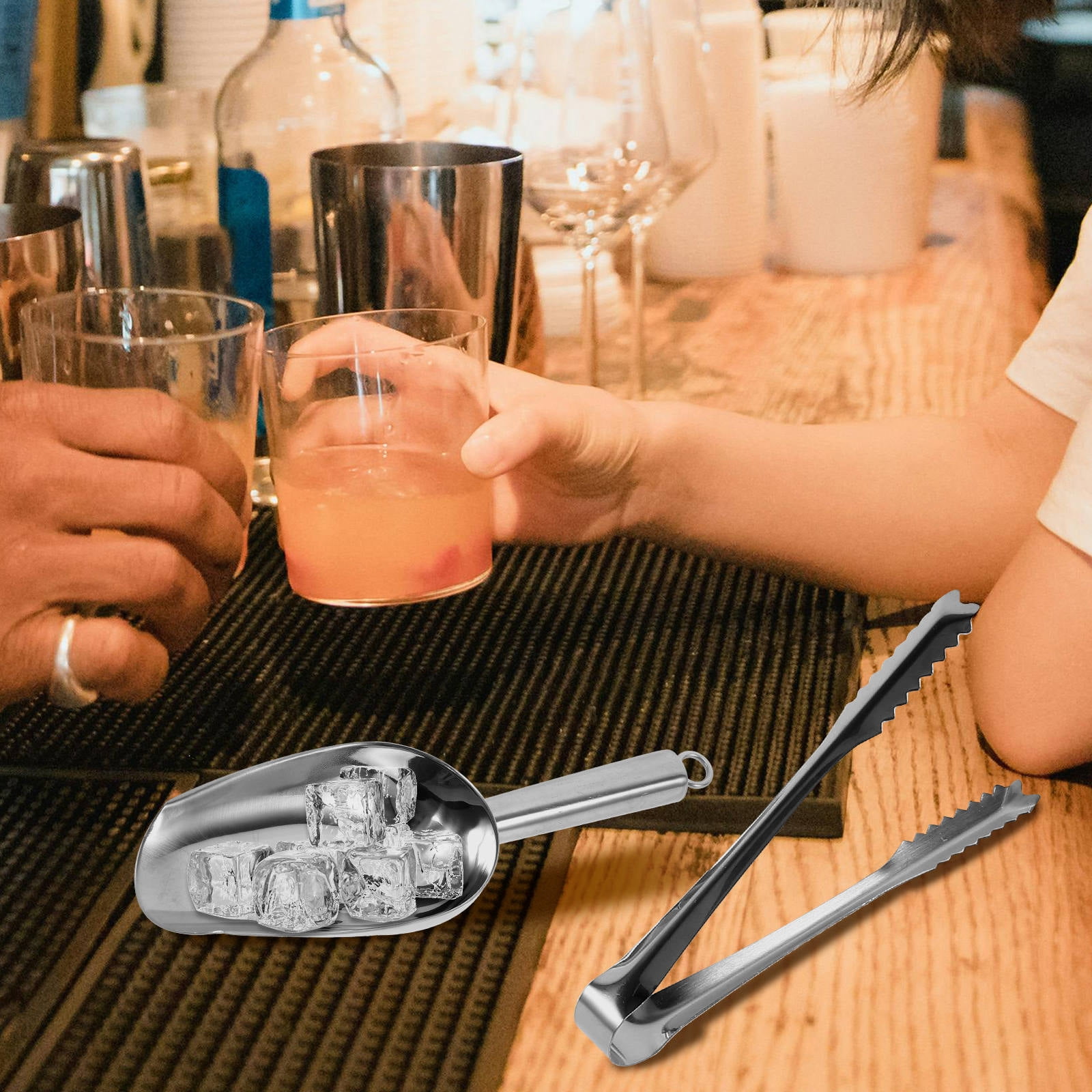 HEMOTON 1 Set Crushed Ice Bags Bartender Scoop Clip Mallet Restaurant Bar Ice Bags
