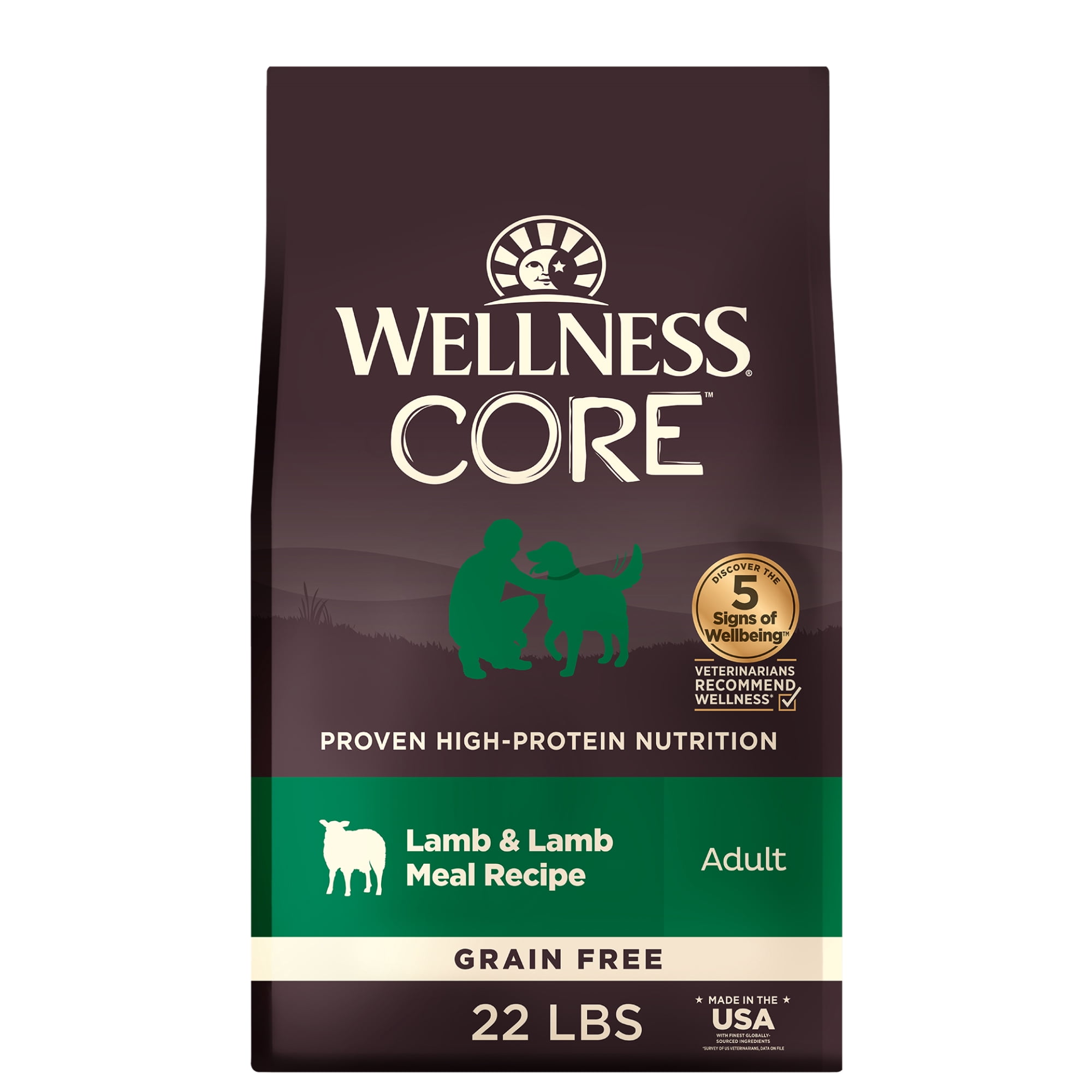 Wellness CORE Dry Dog Food, Grain Free, High Protein, Natural, Lamb Recipe, (22-Pound Bag)