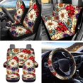 thumbnail image 7 of Qpednta Boho Flowers Car Seat Covers Set 15Pcs with Trash Can, Full Set Includes Steering Wheel Cover, Auto Seat Belt Cover, Garbage Bin, Cup Coasters, Storage Organizer, Universal Fit, 7 of 7