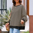 thumbnail image 3 of Women's Fall Oversized Sweatshirt Casual Waffle Knit Long Sleeve Crewneck Split Pullover Tunic Tops Camel M, 3 of 6