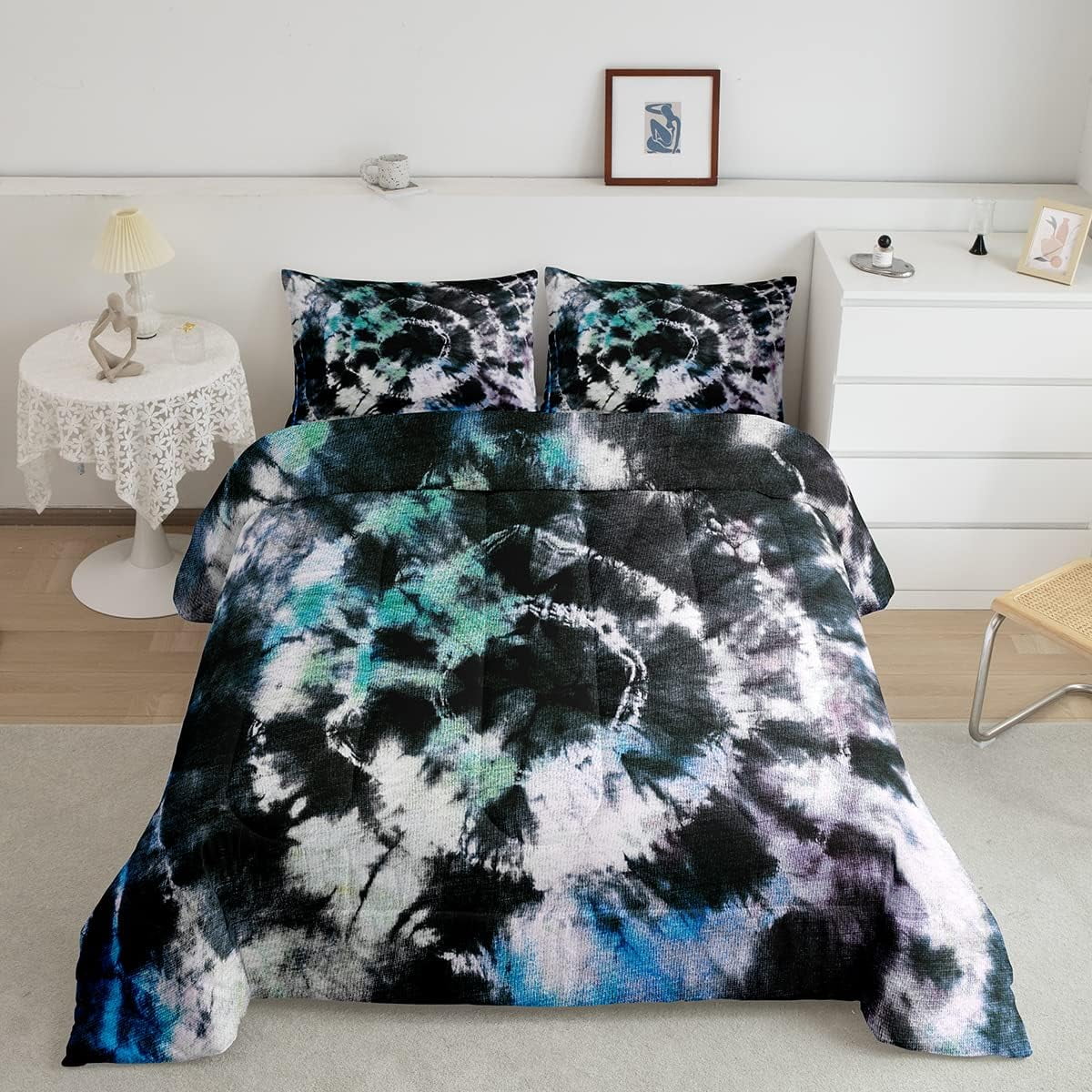 YST Tie Dye Comforter Set Queen Size Tattoo Bedding Set Ethnic Down