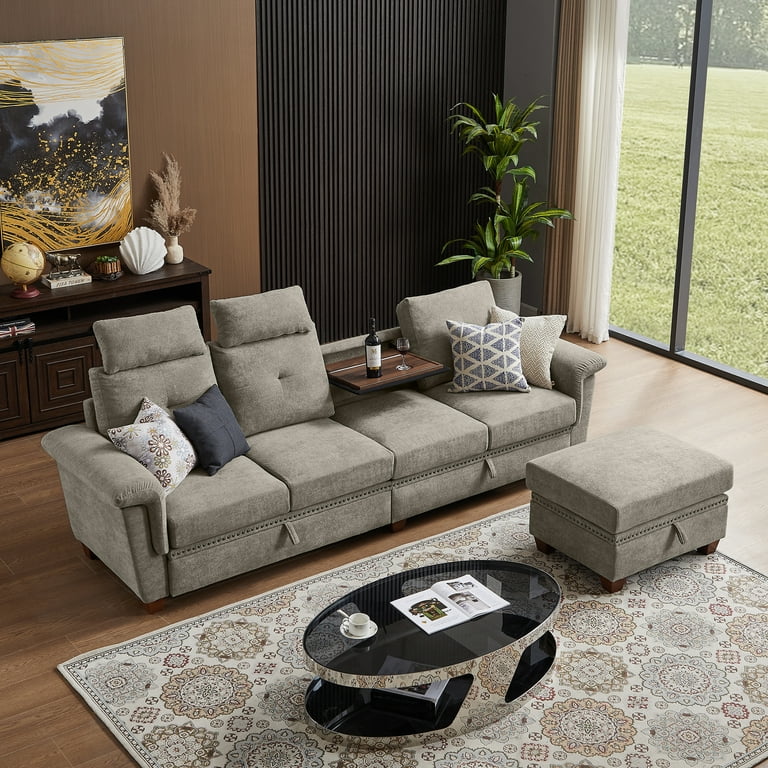 Large l shaped couch on sale with recliner