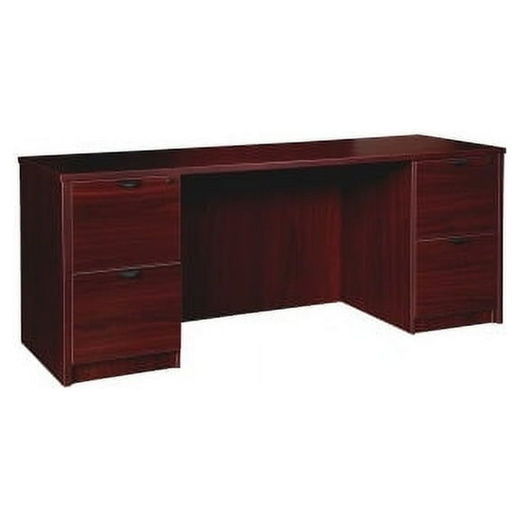 Lorell Prominence 2.0 Mahogany Laminate Double-Pedestal Credenza - 2-Drawer 72" x 24" x 29" , 1" Top - 2 x File Drawer(s) - Double Pedestal on Left/Right Side - Band Edge - Material: Particleboard - F