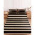 thumbnail image 2 of Twin XL Size Fitted Sheet Set - Black Striped 2 Piece Bedding Sets 16" Deep Pocket Fitted Sheet with 1 Pillowcases, Farmhouse Country Minimalist Tan Stripes Brushed Microfiber Hotel Luxury Bed Sheets, 2 of 9