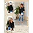 thumbnail image 6 of NFTOEIULA Women V Neck Pleated Long Sleeve Silk Satin Blouse, 6 of 7