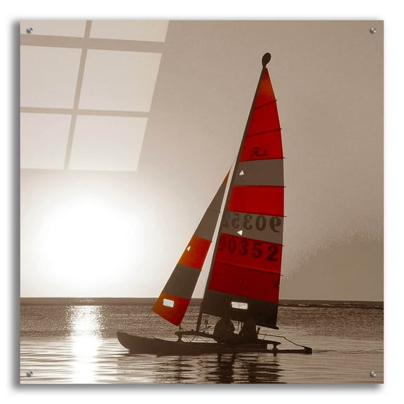 Epic Art 'Sailboat Sunset' by Photoinc Studio, Acrylic Glass Wall Art, 36"x36"