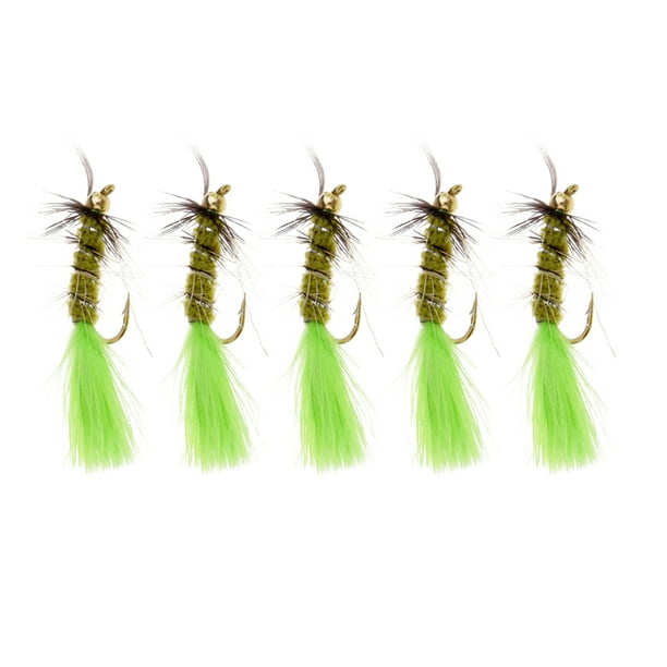 5pcs Green Brass Bead Head Streamers Fly Fishing s Saltwater Fly
