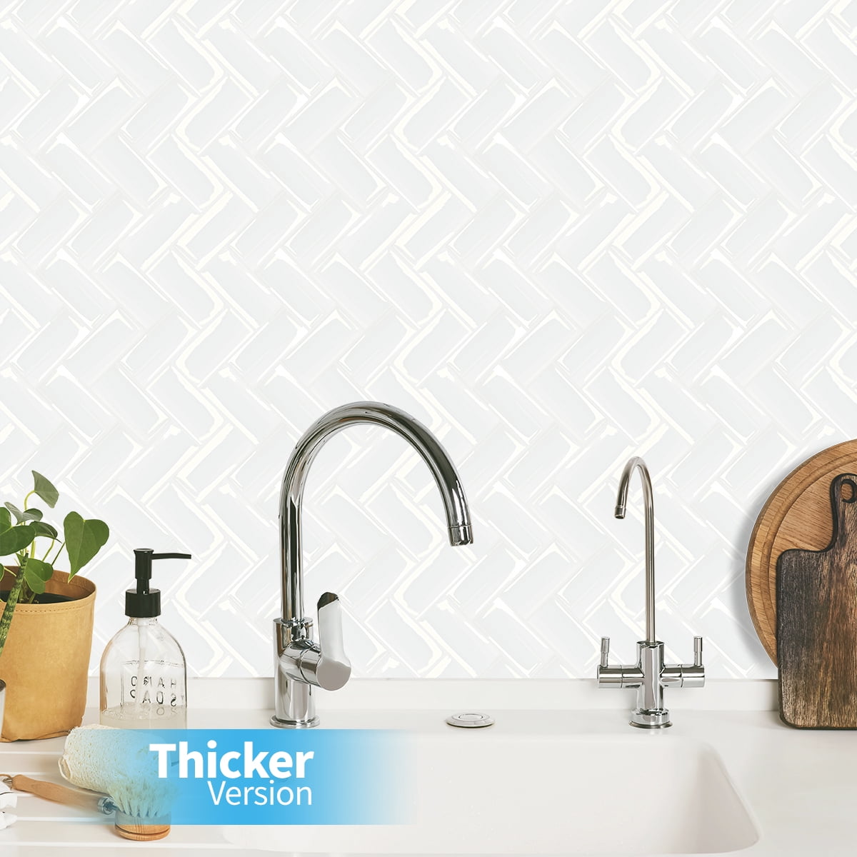Art3d Herringbone Peel and Stick Backsplash Tiles (10 Tiles, Thicker Version)