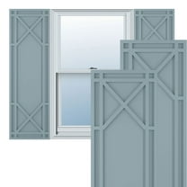 Ekena Millwork 15"W x 58"H True Fit PVC Bungalow Fixed Mount Shutters, Peaceful Blue (Per Pair - Hardware Not Included)