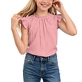 thumbnail image 2 of KyCheLot Girls' Solid Color Tank Tops Summer Pleated Ruffle Sleeve Crew Neck Tops Comfy Casual Sleeveless Clothes, 2 of 9