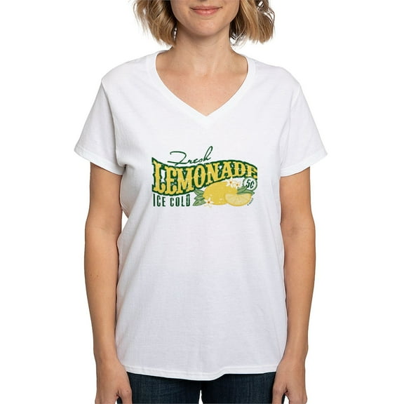 CafePress - Fresh Lemonade Women's V Neck T Shirt - Womens Cotton V-Neck T-shirt