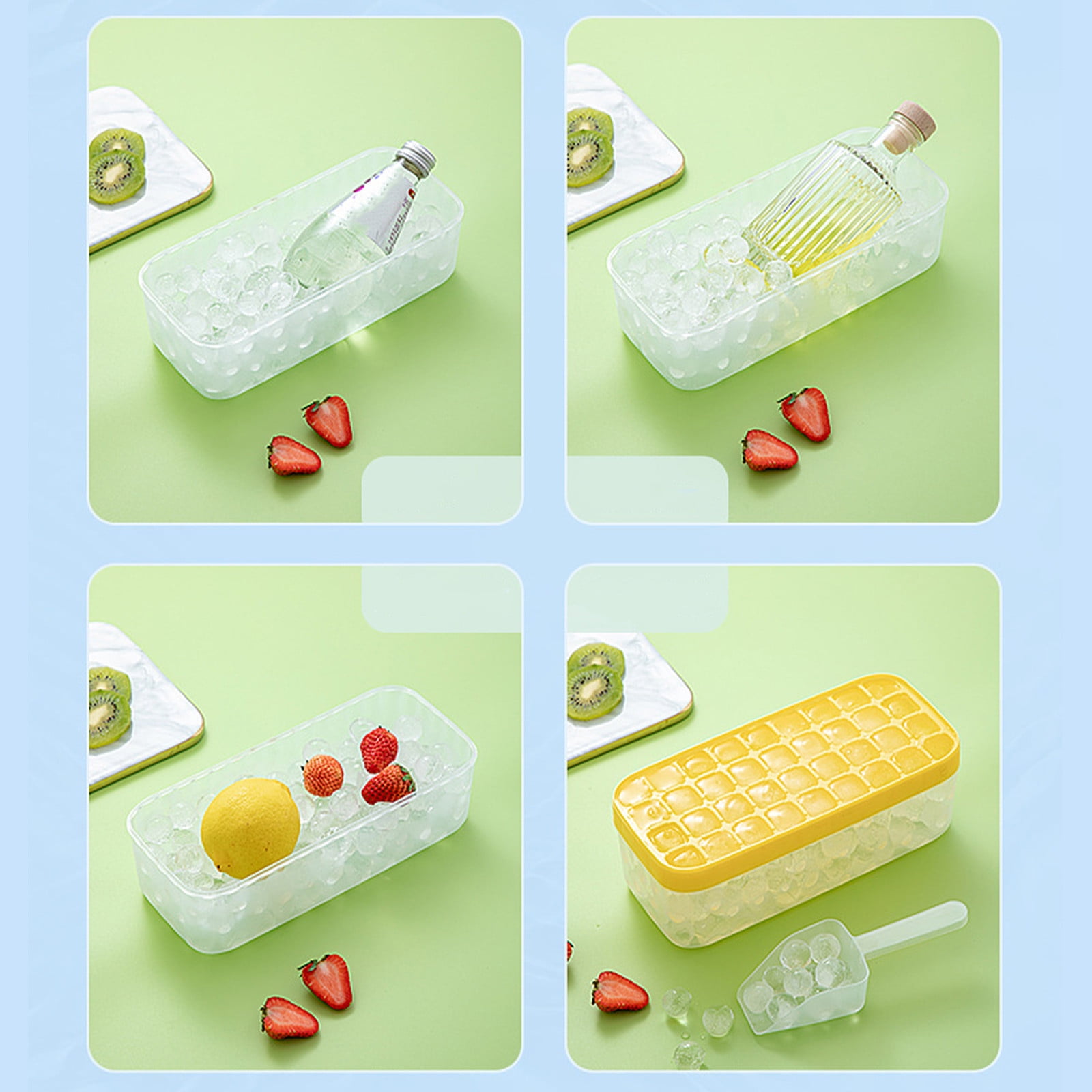 Ice Cube Tray with Lid and Bin, 79 Pcs Ice Cube Mold, Easy Release Ice Tray, Stackable Ice Storage Container Set